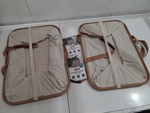 2PK CleverMade Foldable Laundry Tote Bag - 50L - Blue/Grey image 2