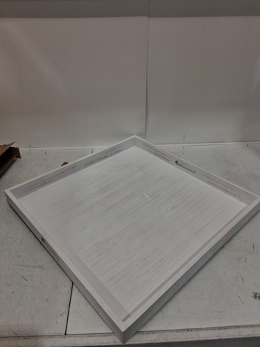 Beau & Miel Large Ottoman Square Serving Tray -  20" - WHITE image 3