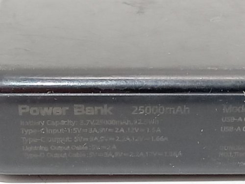 PORTABLE HIGH CAPACITY POWER BANK with built in cables - 25000MAH - BLACK (MODEL: PB-02) image 4