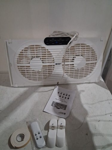 BEYOND BREEZE TWIN WINDOW FAN WITH REVERSIBLE AIRFLOW AND INTRUDER ALARM with remote - 9" FANS - FITS WINDOWS 23.5" TO 37" - 3 SPEEDS - WHITE (MODEL: WF330R-EC) image 3