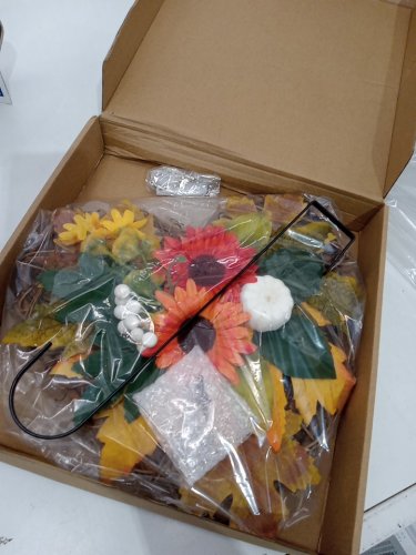 JMSODITI Heart-shaped Thanksgiving Wreath with lights and door hanger - 12" - Orange and Green / Black Hanger (Model: 2Y49) image 5