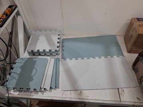 18PC Foam Puzzle Play Mat Squares, 12 x 12", grey / blue image 2