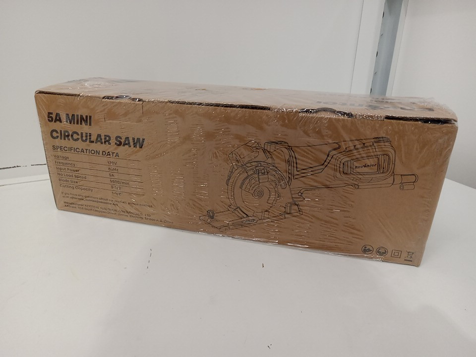 enventor mini corded 3-1/2" circular saw with precise laser guide & 3 ASSORTED 89mm saw blades - 5A, 5500RPM - blue (model: 7663L) image 3