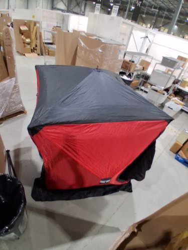 vevor 2 person pop-up portable ice fishing shelter - 60'' x 60" x 65" - red/black - model: dt035 image 2