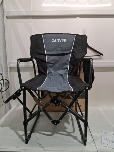 GARVEE OVERSIZED CAMPING CHAIR with side table & pockets - 400LBs max - BLACK/GREY (MODEL : PSS_33ACAEJ6) image 4