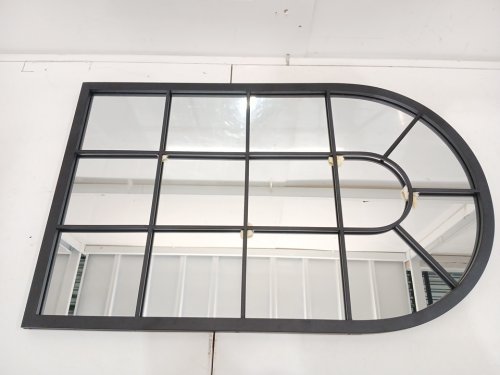 Arched Metal Window Mirror - 32" x 20" - Black image 3