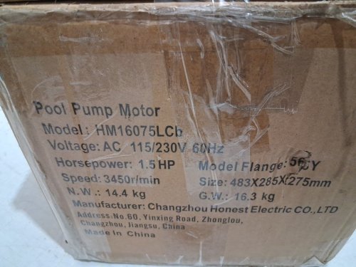Pool Pump Motor - 1.5 HP - 115V\230v - (model:HM16075LCb) image 4