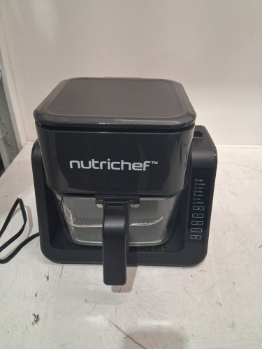 nutrichef air fryer & grill - 7-1 preset cook modes - 4qt glass air fryer - 1.2 qt grill - black (model: ncaf538tb) image 3