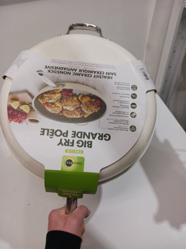 GREENPAN "THE BIG FRY" FRYPAN NON-STICK, PFAS-FREE, DISHWASHER SAFE & OVEN SAFE - 14" - CREAM (MODEL: 1972977) image 3