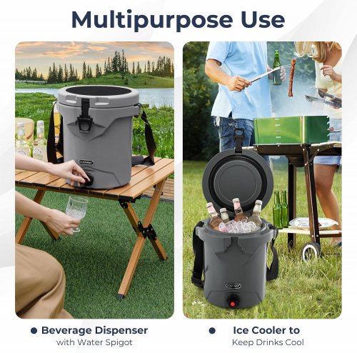 costway portable insulated drink cooler/dispenser - 2.5GAL - grey - (model: gp11739gr) image 2