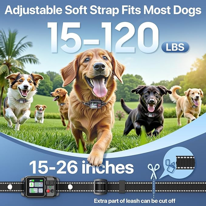 PRTRFLC rechargable gps tracking WIRELESS invisible electric fence with 3 training modes dog collar - 49ft - 6561ft - 15lbs-120lbs dogs - black  (model:  ZF500) image 2