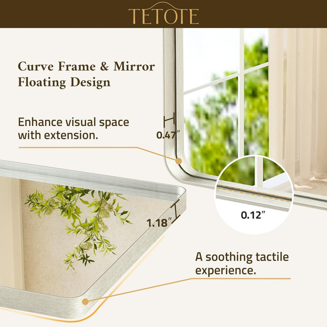 tetote metal frame wall mirror - 24" x 32" - brushed nickel image 2