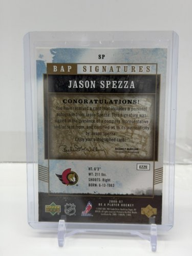 SIGNED JASON SPEZZA - 2006-07 UPPER DECK SP BAP SIGNATURES CARD image 3