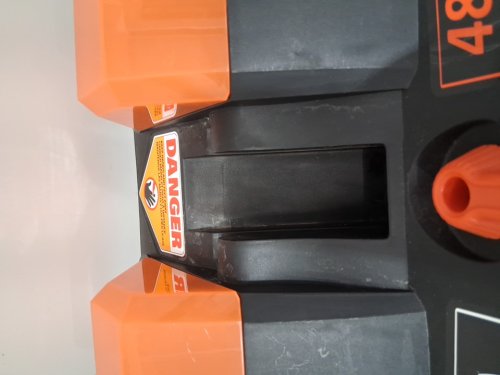voltask cordless snow shovel with wheels 2 batteries and charger- 48V, 15.7"W x 8"D, 2 24V batteries, 4-ah- orange/black (model: ss-40a-x-az) image 4