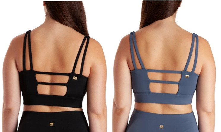 2pk women's aurum square neck moisture wicking performance sport bra - extra small - black/grey - (style: 1991310) image 2