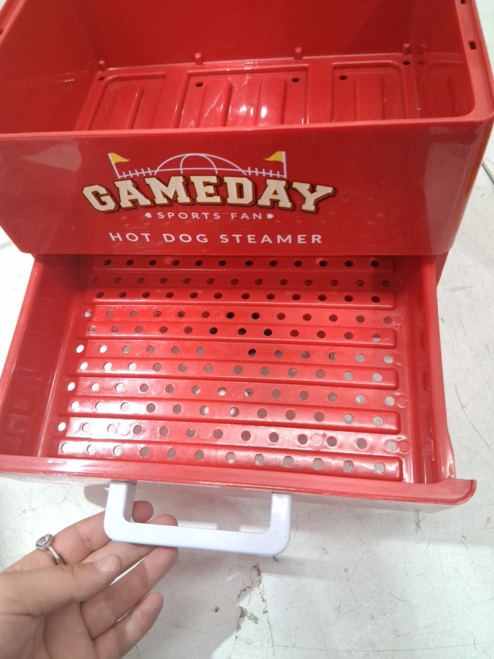 Nostalgia Game Day Hot Dog Steamer and Bun Warmer - RED/WHITE (MODEL:GDHDS206RDSL) image 4