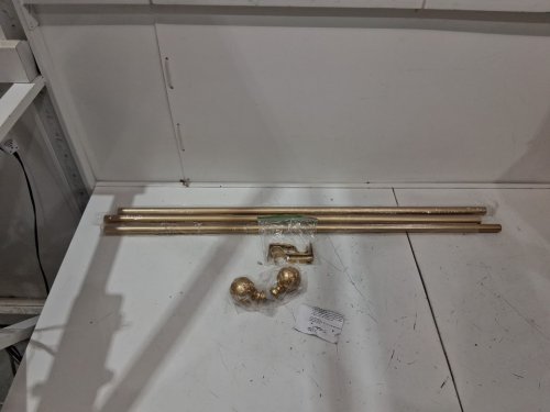YCOLNAEFLLR SINGLE CURTAIN ROD WITH RESIN FINIALS ADJUSTABLE SINGLE WINDOW CURTAIN ROD -  84" to 120" - Gold image 3