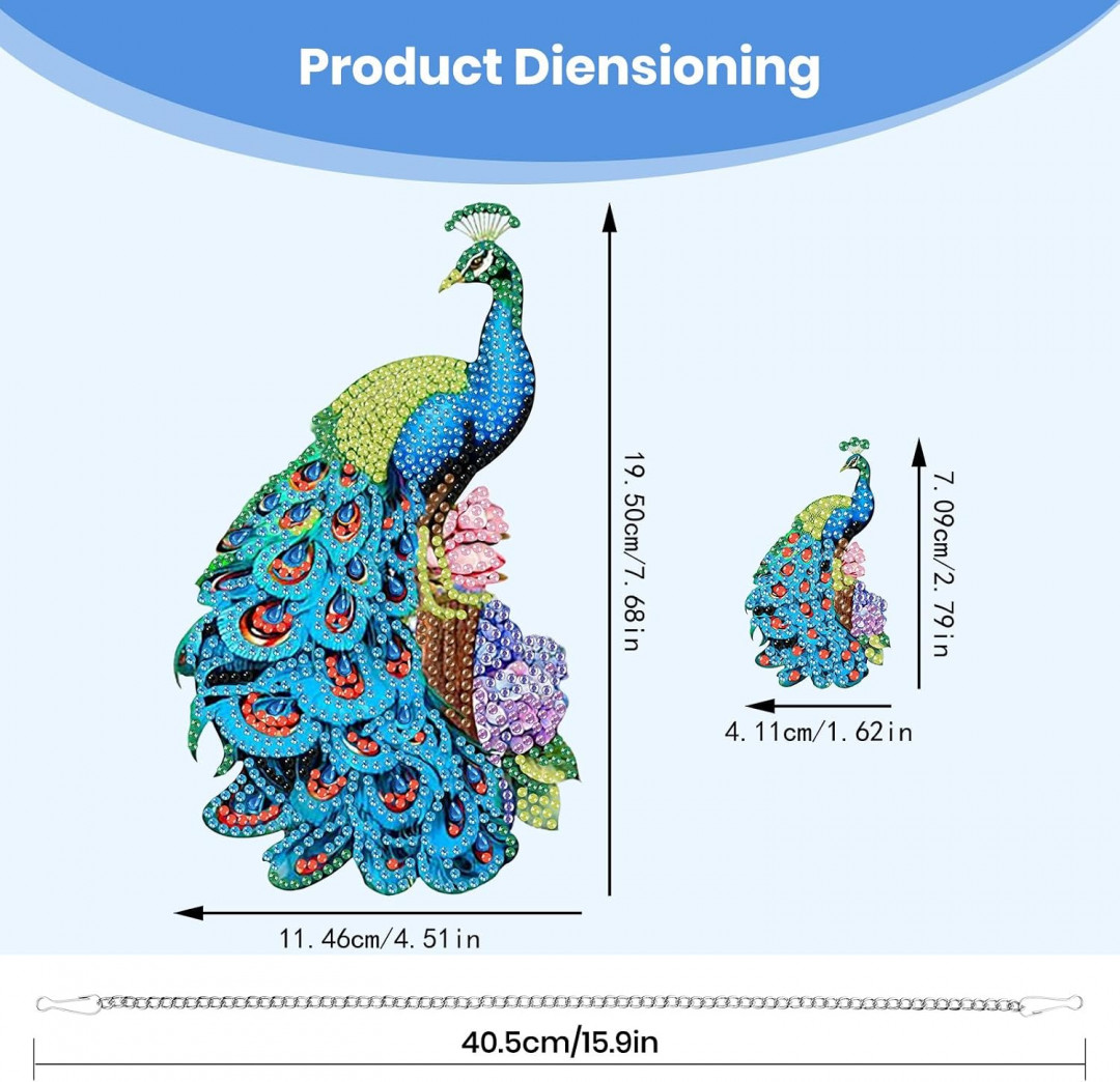 2PC TLIOBLO Hanging Peacock Diamond Art and Key Chain Pendant (model: yo3) image 3