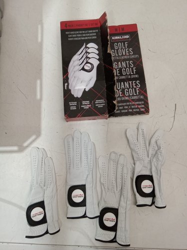 4PK Kirkland Signature Premium Cabretta Leather Golf Gloves - right Hand - medium - White (Model: 1819560) image 2