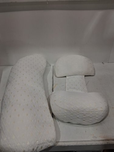 Pregnancy/Maternity contour Pillow  with detachable and adjustable cover for Side Sleeping - WHITE/yellow diamonds image 4