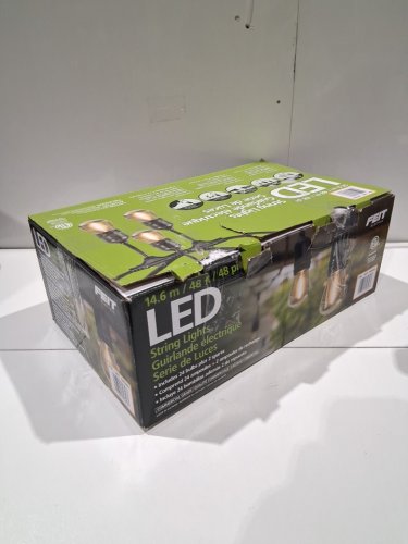 feit electric weatherproof led 24-light string lights with 2 spare lightbulbs - 48ft - black (model: 1603293) image 2
