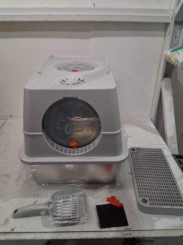 Garvee Large Stainless Steel 2 entry way Enclosed Cat Litter Box with Lid - 15" x 23" - stainless steel (Model: pps_334gvx7j) image 6
