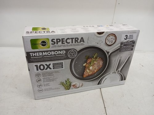3PC GREENPAN SPECTRA HYBRID CERAMIC NON-STICK SKILLET SET - 8" | 10" | 12" - GREY (MODEL: 1901845) image 4