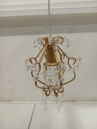 Crystal Mini Chandelier Pendant Light Plug In - 60W E12 bulb base -  7" x 11.8" - gold image 4