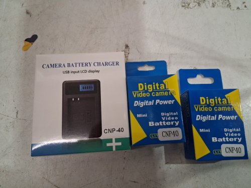 3pc charger AND NP-40 batteries for cameras - Black image 3