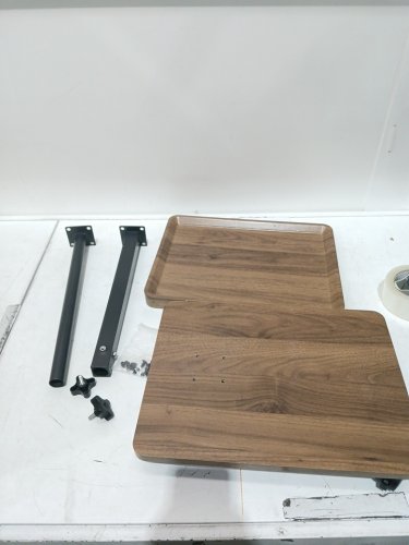 rolling c-shaped laptop table for bed/couch - black/brown image 3