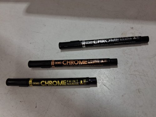 3pc Demei HIGH GLOSS LIQUID CHROME MARKERS - 0.7MM - SILVER / BRONZE / GOLD image 3