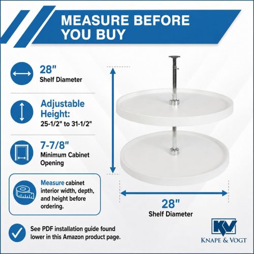 KNAPE & VOGT POLYMER LAZY SUSAN CABINET ORGANISER - 28" - WHITE (MODEL: PFN28ST-W) image 2