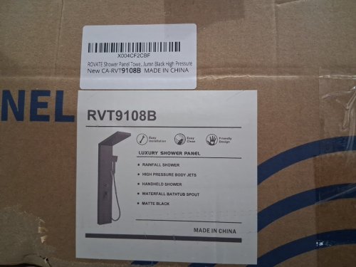 rovate Shower Panel Tower System with Rainfall Shower Head with Powerful Body Jets, Handheld Shower and Tub Spout - matte black (model: rvt9108b) image 3