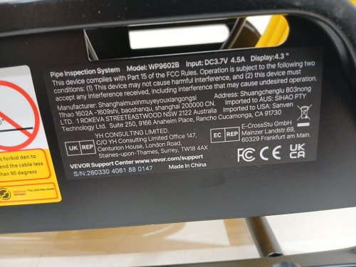 Drain Inspection Sewer Camera with 1080P HD Screen - 66ft - Yellow (Model: WP9602B) image 5