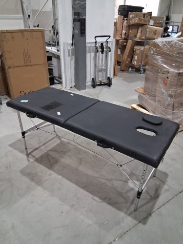 GreenLife Basic Portable 2 Fold Aluminum Massage Reiki Facial Table Bed with Carrying Bag, Head Rest & Arm Rests - 84" x 28" x 20" to 35" - Black (Model: AT241A) image 5