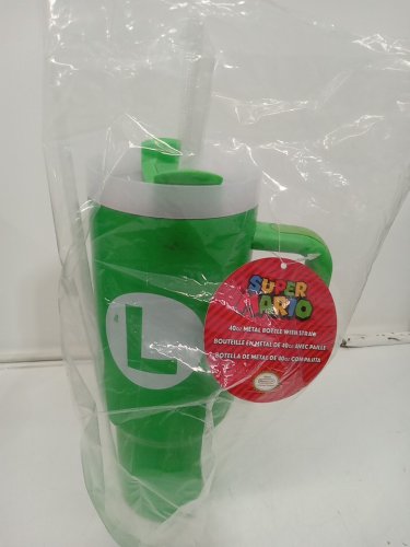 Nintendo Super Mario Luigi Metal Tumbler with Straw - 40oz - Green image 2