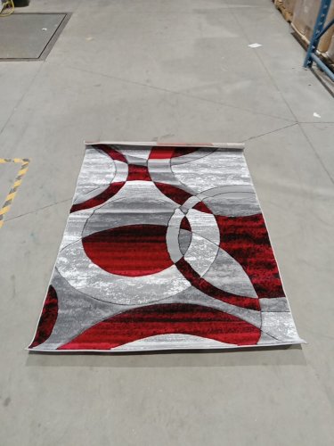 panama carving area rug for living room / bedroom - 5.5ft x 4ft - light grey / red (Model:C092A) image 2