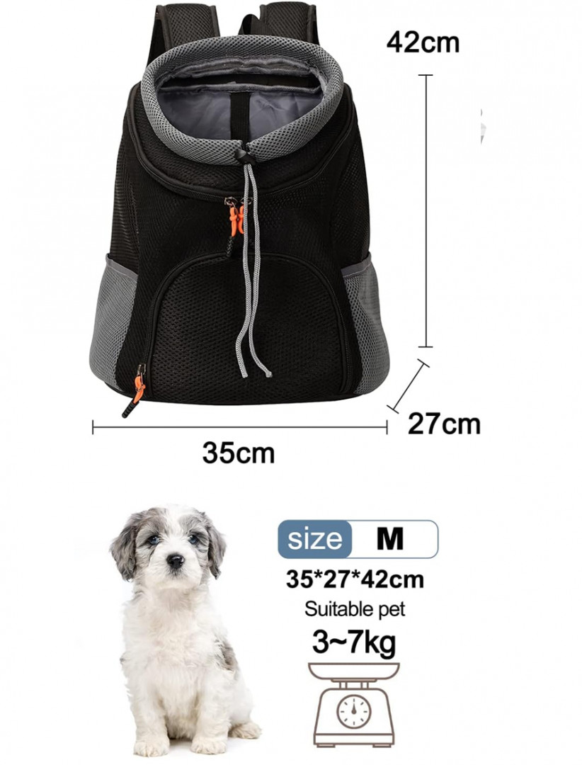 Galatée Pet Carrier Backpack with Seat Belt for Travel -  16" x 13" - medium  - black image 2