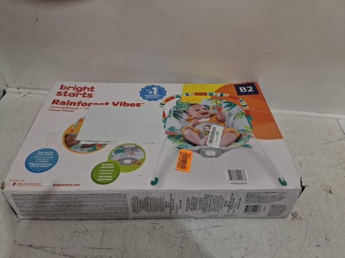 BRIGHT STARS 3 point harness VIBRATING BOUNCER WITH TOY BAR - RAINFOREST VIBES (MODEL:12227) image 2