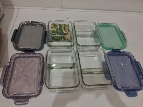 10PC ELLO COLOUR LOCK DIVIDED GLASS MEAL PREP SET - 800ML - MULTICOLOUR (MODEL: 1901809) image 4