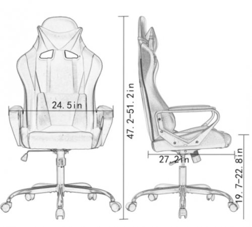 BESTOFFICE FAUX LEATHER ERGONOMIC COMPUTER GAMING CHAIR WITH LUMBAR SUPPORT AND HEADREST - RED (MODEL: OC-GC62-RED) image 2