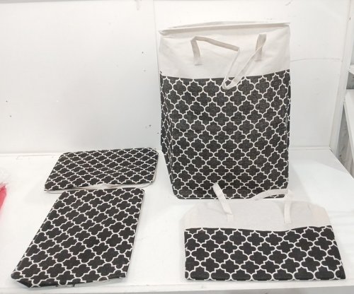 4PK BlissTotes Collapsible Laundry Basket Hamper - 24" - 75L - Black/White image 3