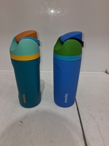 2pk Owala FreeSip Stainless Steel Water Bottles with straws - 16oz - blue/green (model: 2856617) image 2