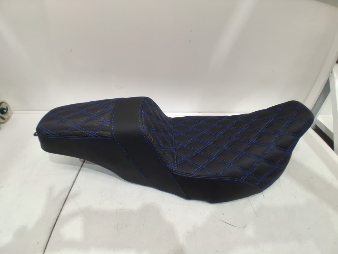 Motorcycle 2-up Seat Driver Passenger Touring Seat - for Harley softail Classic Street Glide Road Glide 2018-2026 - black/blue (model: 808-07B-17501) image 2