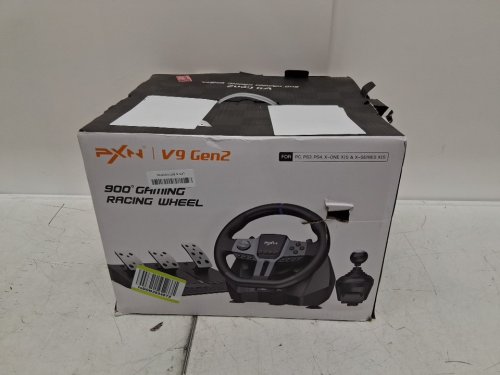 PXN V9 GEN2 PC STEERING WHEEL - USB CAR SIM CONTROLLER - 270/900 DEGREE RACE WHEEL WITH 3 PEDALS AND SHIFTER BUNDLE FOR PC, XBOX ONE, XBOX SERIES X/S, PS4, PS3 - BLACK (MODEL: V9 GEN2) image 3