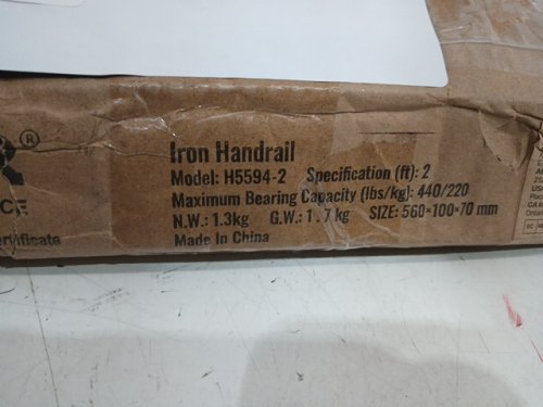 WALL mounted iron HANDRAIL  - EASY INSTALL FOR INDOOR/OUTDOOR USE - 2FT - black (model: H5594-2) image 3
