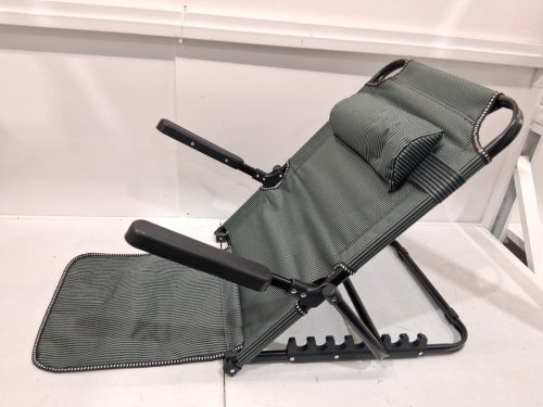 ADJUSTABLE LIFTING BED BACKREST WITH ARMREST AND PILLOW - BLACK/GREEN STRIPE image 3