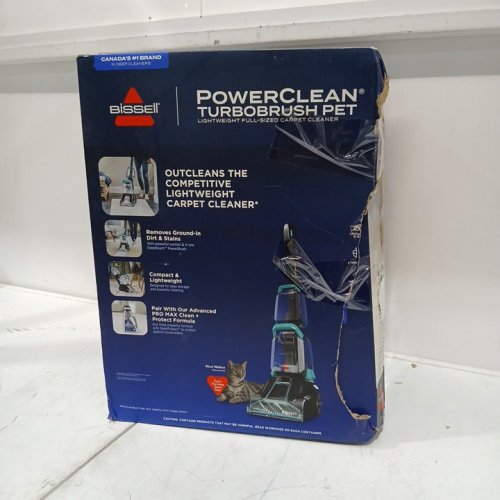 BISSELL POWERCLEAN POWERFUL & LIGHTWEIGHT TURBOBRUSH PET UPRIGHT CARPET CLEANER - 120V - BLUE - (MODEL:3939C) image 2