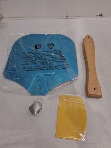 2PC Aluminum SPTATULA WITH PLASTIC SCRAPPER - 25" - YELLOW/SILVER/BROWN image 3