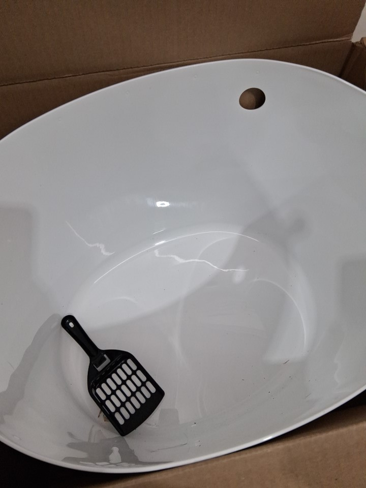 IRIS USA COVERED TOP-ENTRY SCATTER-PREVENTING CAT LITTER BOX WITH SCOOP - LARGE/20.47"x16.14"x14.56" - WHITE/BLACK - (MODEL: PUNT-530) image 3